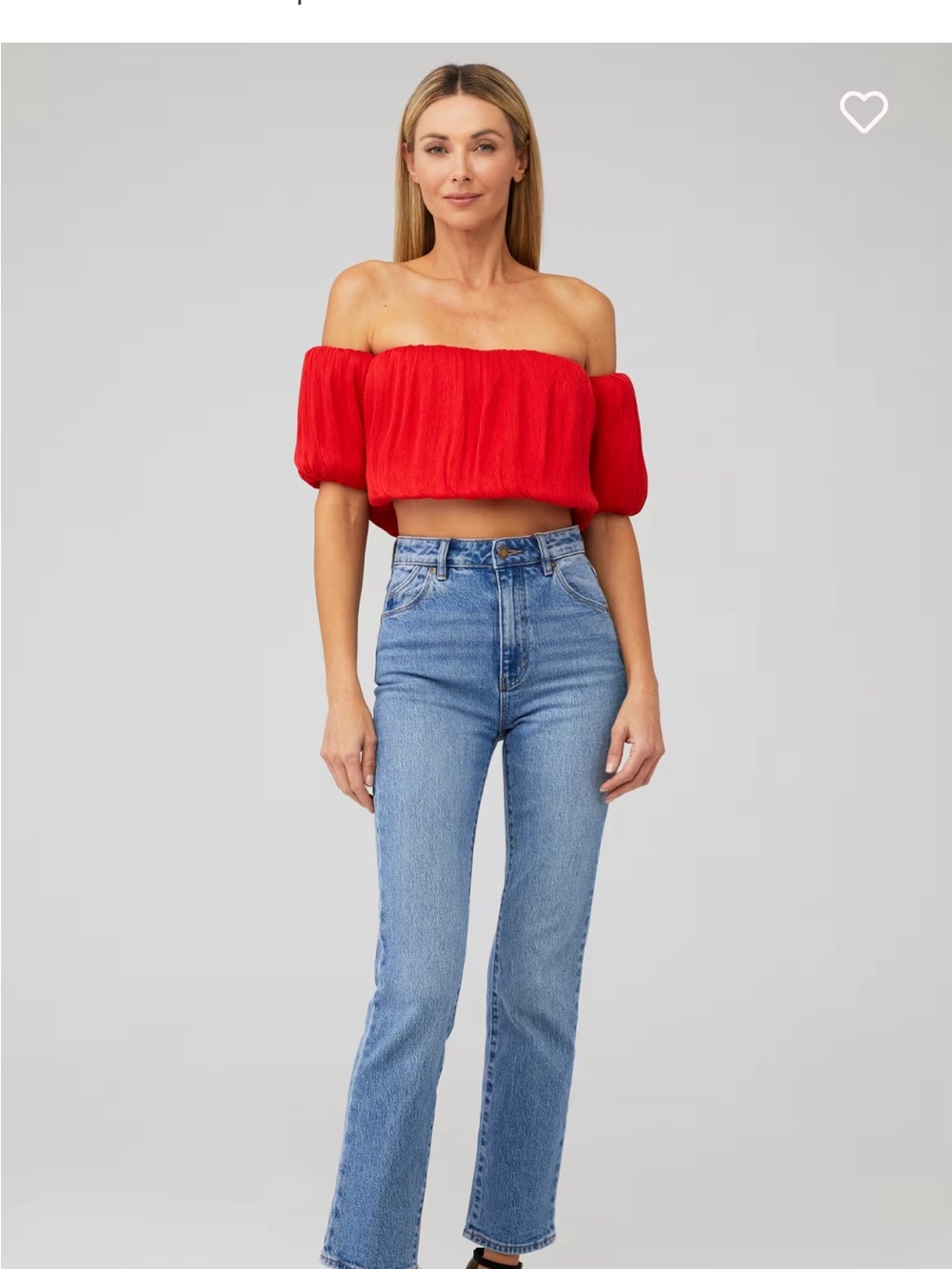 Line & Dot Off Shoulder Puff Sleeve Crop Top
Size Small